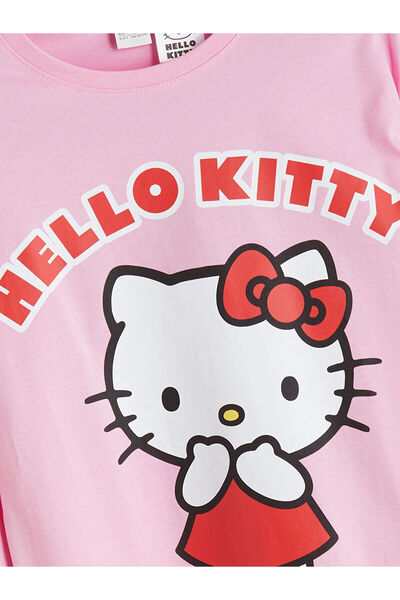 LC Waikiki Stilinizi Bize Bırakın | Bisiklet Yaka Hello Kitty Baskılı Kız Çocuk Pijama Takımı