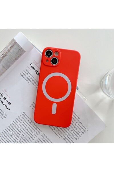 Apple MagSafe Silicone Case for iPhone 12 Pro, Camera Protection, Magnetic, Wireless Charging, Red