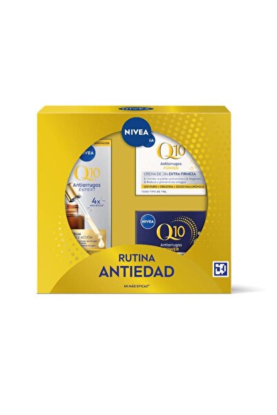 NIVEA Q10 Anti-Falten-Anti-Aging-Tagescreme (1 x 50 ml) + Nachtcreme (1 x 50 ml) + Doppelwirkserum (