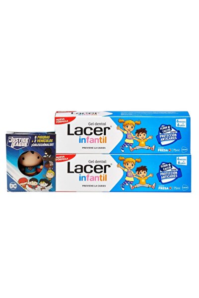 Lacer JUNIOR Duplo Zahngel für Kinder, 75 ml, mit Erdbeergeschmack, Fluorform...