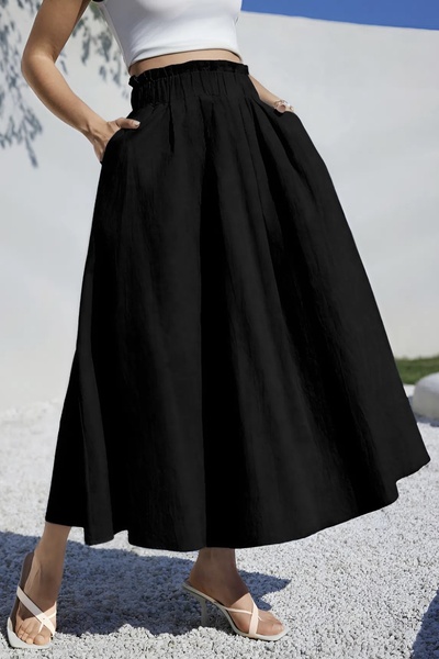 Baby xclub Fusta maxi din bumbac cu talie înaltă, elastică, cu buzunare, cu tăietură largi