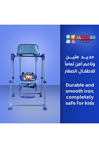 ALBADER Kids Swing Set with Musical Toys, Foldable Baby Swing Chair, Adjustable Canopy, Indoor Outdoor Swing