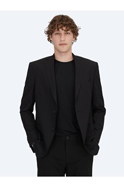 Kip سترة سوداء منقوشة بقصة عادية