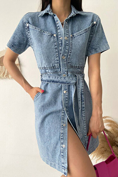 Noa Noa Γυναικείο τζιν φόρεμα με κουμπιά – Urban & Εφαρμοσμένο στο σώμα στυλ