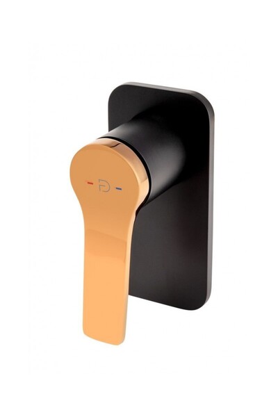 Fdesign Seppia Shower Faucet, Built-in Installation, Embedded Body Included, Black-Rose Gold