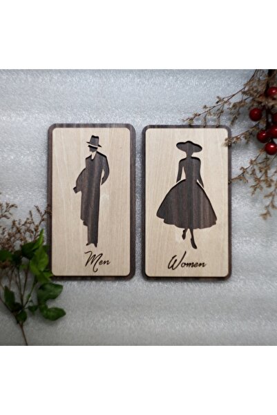 mars tasarım Tuvalet Wc Tabelası Seti 2 li Restorant Ve Oteller Men Woman 12cm x 20 cm