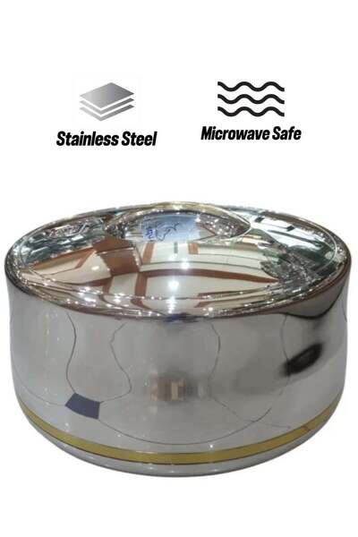 GOLDEN FİRE حافظة طعام - فضي كروم وذهبي - 6 لتر