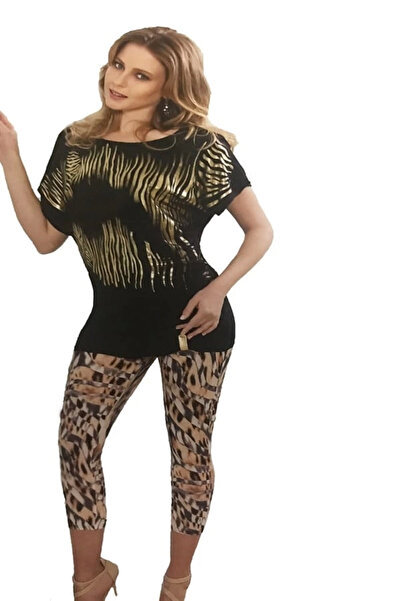 Findit Women's Foil Stripe Printed Tights Set 2711