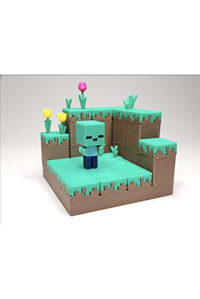 Flexilab Creative Minecraft Mini Zombi Anahtarlık – 2 cm 3D Figürlü Fermuar v...