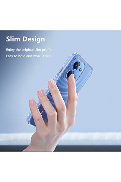 m.tk moveteck Xiaomi Redmi 15C Kılıf Kamera Çıkıntılı Korumalı Yumuşak Şeffaf Silikon + 9H Ekran Koruyucu Cam Set
