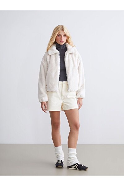 LC Waikiki Shirt Collar Women's Plush Coat