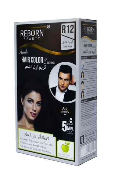 Reborn Beauty كريم تلوين الشعر الأسود الداكن من ريبورن بيوتي R12 - كريم تلوين...