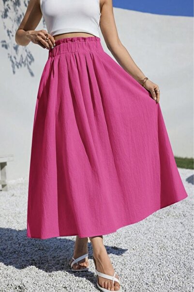Baby xclub Cotton High Waist Elastic Waist Pocketed Loose Fit Maxi Skirt
