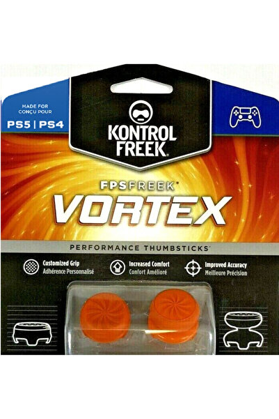 No branded KontrolFreek Vortex Thumbstick Grips (2) for PS5/PS4, Accuracy & Comfort, Orange