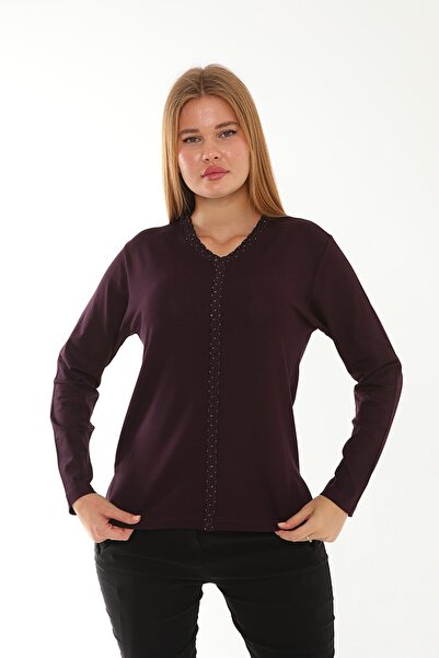 Lanze بلوزة ميرسيريزد بياقة على شكل حرف V