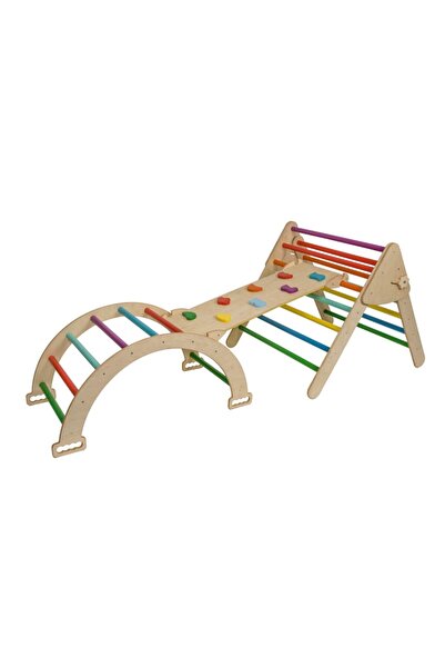 Picodino Set de cățărat 3 în 1, Triunghi Pikler cu rampă de cățărat,copii cu vârsta cuprinsă între 2 -7 ani