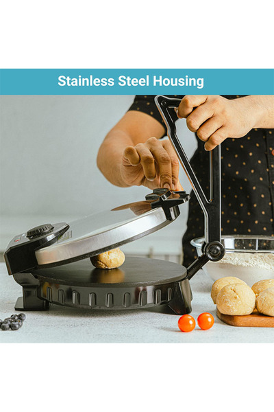 Geepas Electric Tortilla Maker GCM6125N with 1200W Power, Non-Stick Double Plates, Temperature Contr