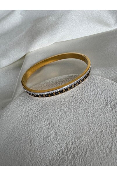 H&S AKSESUAR Design Zircon Stone Labyrinth Patterned Bracelet