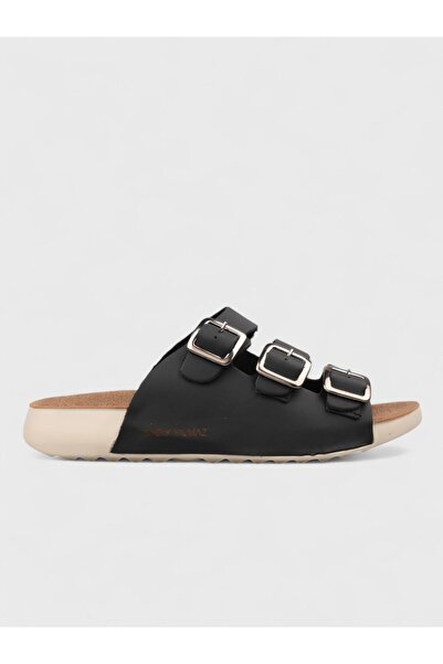 Sadık Yılmaz Women's summer flat slippers - 575 2426 - black