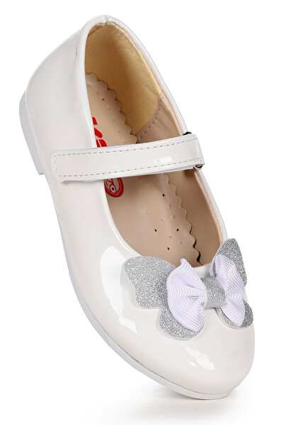 Kiko Kids Stoned Velcro Girls' Bow Ballerina Shoes Ege 204 Patent Leather