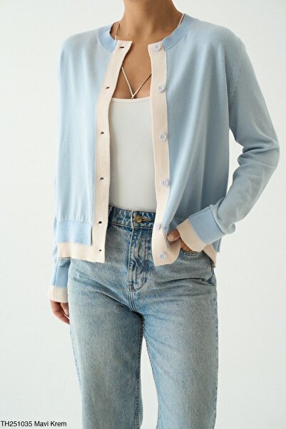 By Armin KADIN ÇİFT RENK İNCE SEZONLIK DÜĞMELİ HIRKA