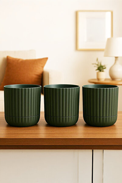 TEMMUZ HOME Zeraf Saksı No:1 – 3 Adet 1.3 Litre Tabaklı Masa ve Sehpa Üzeri S...