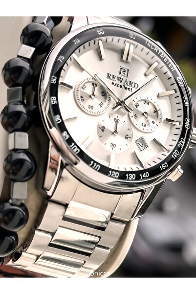 Reward Functional Men's Wristwatch,Certified,Warranty, Silver White Steel Band Bracelet