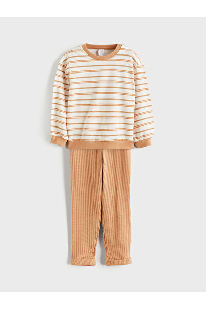LC Waikiki Crew Neck Striped Baby Boy Sweatshirt and Pants