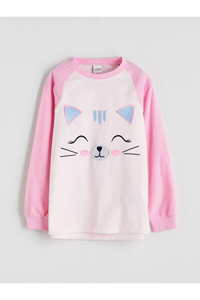 LC Waikiki Set de pijamale pentru fete din lână cu gât rotund (W5)