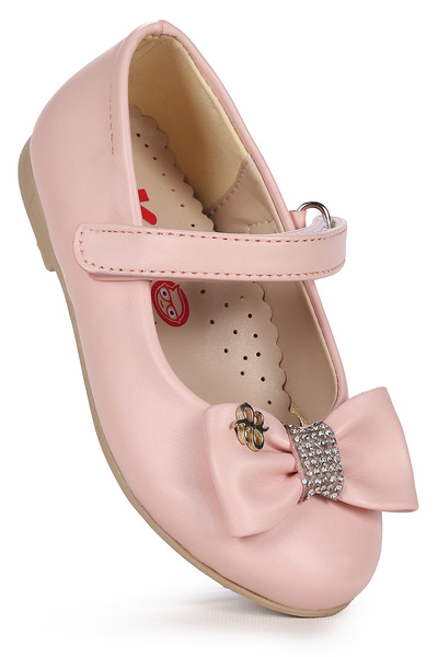 KARAMAZI Withbow Skin Velcro Bowknot Girls' Ballerina Shoes