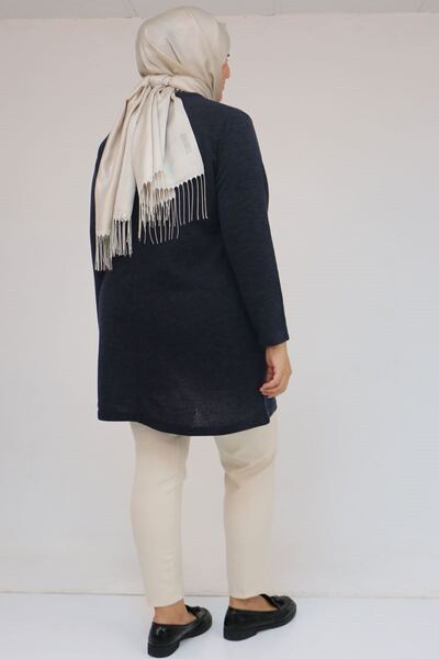 Eslina 58111 Plus Size Mir Tunic with Stone Detail on the Front - Navy Blue