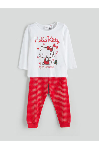 LC Waikiki Pijamale pentru fete cu decolteu rotund cu imprimeu Hello Kitty