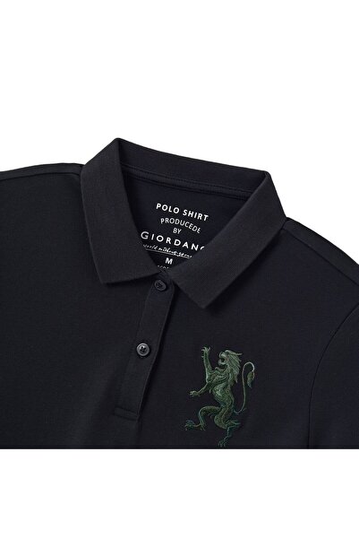 Giordano Women's Cotton Lycra 3D Lion Embroidery Polo