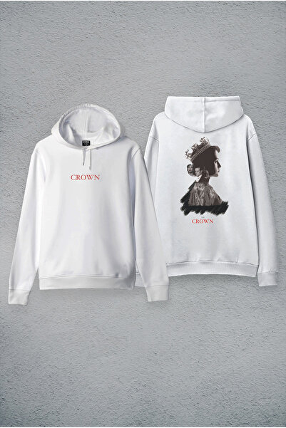 MODA Hanorac alb The Crow cu imprimeu cu glugă Swea tricou