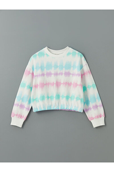 LC Waikiki Mädchen-Sweatshirt mit Rundhalsausschnitt und Batikmuster