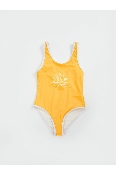 LC Waikiki LCW Kids Sari Hızlı Kuruyan UV Korumalı Kız Çocuk Mayo