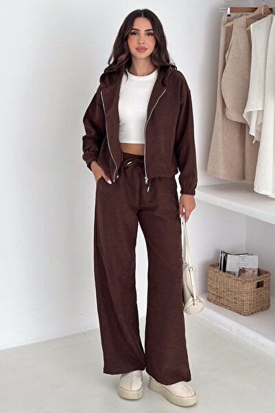 Noa Noa Women's Zippered Velvet Woven Set – Sporty & Everyday Comfort