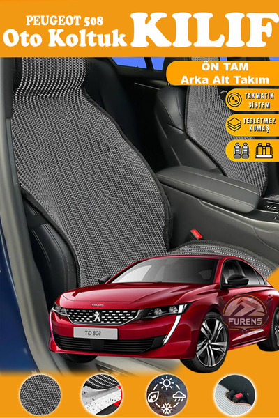 STS Oto Aksesuar غطاء مقعد سيارة بيجو 508 متوافق مع سلسلة بلاك بريستيج من الق...