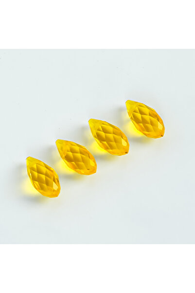 yfhobi 5 Adet- 12 mm Damla Kristal Üstten Delik Cam Boncuk, Şeffaf Sarı Renk ...