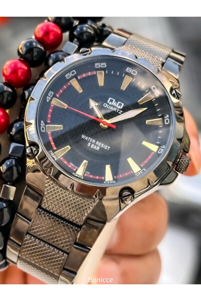 Q&Q Men's Wristwatch, Smoked Color Steel Band, 5 Atm Water Resistant, with Br...