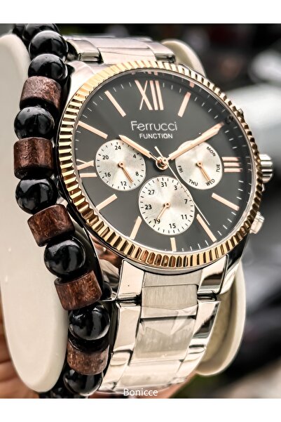 Ferrucci Men's Wristwatch, with Calendar, Functions Active, Silver Steel Band...