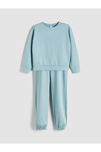 LC Waikiki Mavi Bisiklet Yaka Kız Çocuk Eşofman Takım