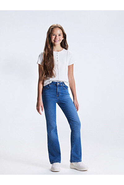 LC Waikiki Lcw Kids Indigo Spanish Leg Girl Child Jean Pants with Nevavm Diff...