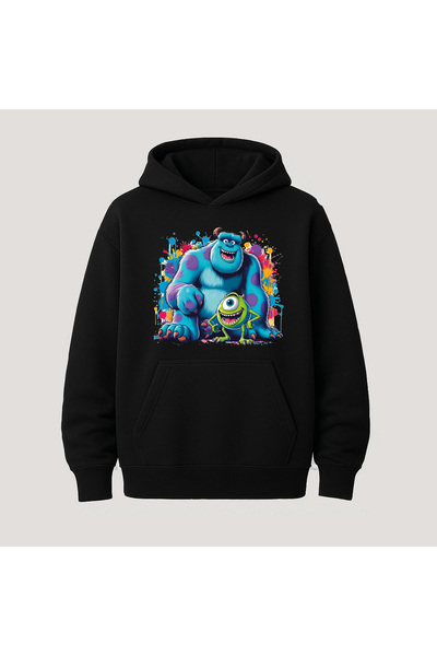 SVART WEAR Hanorac cu glugă din bumbac, cu imprimeu Monștri, cu buzunar cangu...