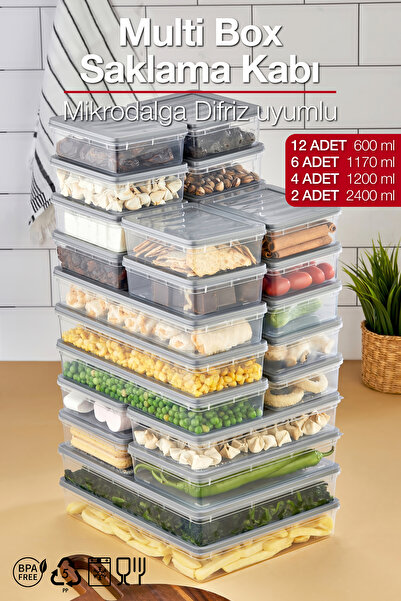ALP HOME Multi Box 24 Parça 4 Farklı Boy Saklama Kabı Seti - Dondurucu & Mikr...