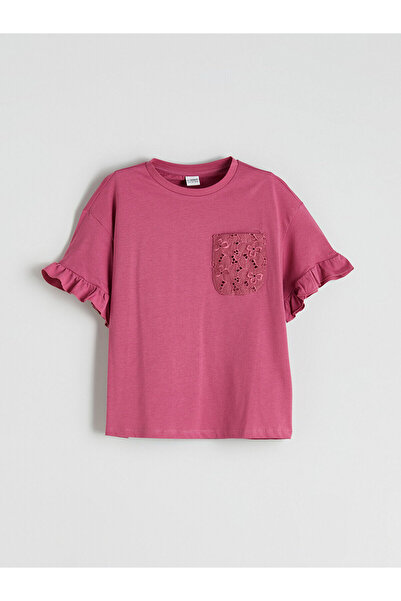 LC Waikiki Tricou pentru fete LCW Kids Crew Gât cu volane