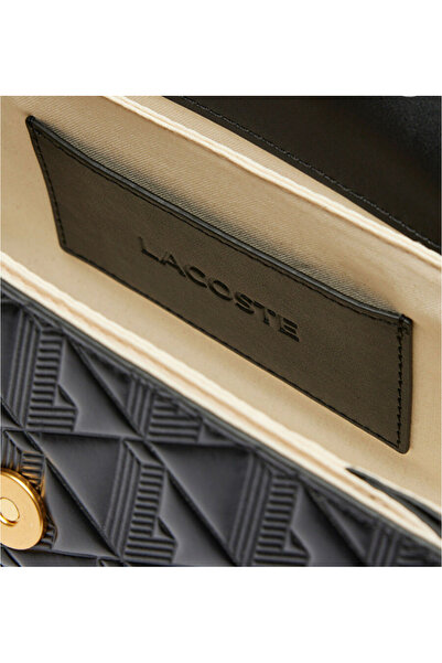 Lacoste Maheki Monogram Siyah Deri Kadın Omuz Çantası Elsbeauty