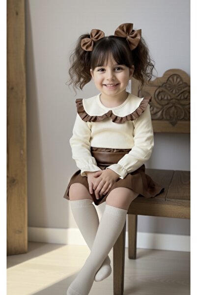 Tinypeople Girls' Leather Skirt Blouse Suit Girls' Autumn Bottom Top Skirt Suit