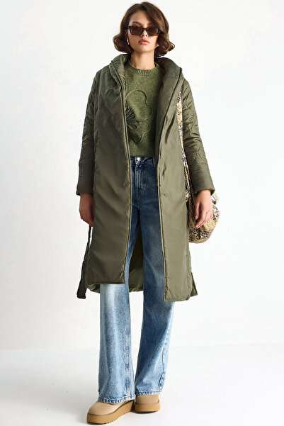 Ottawe Relaxed Fit Rahat Kalıp Uzun Kol Şal Yaka Cepli Diz Altı Günlük İçi As...