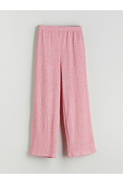 LC Waikiki Özmarka New Season Elastic Waist Textured Girls' Trousers